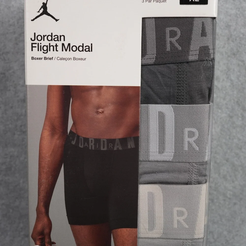Jordan Boxer Brief Mens XL Gray Flight Modal 3 Pack JM0621-G1Z Particle Gray